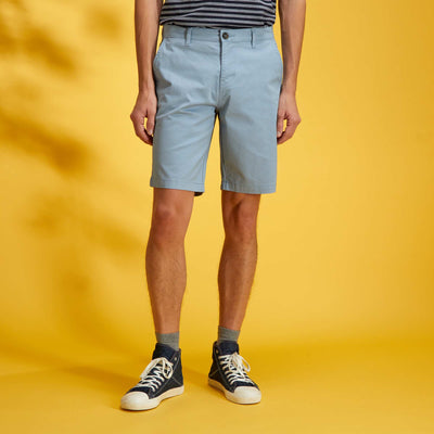 Bermuda chino uni gris bleu