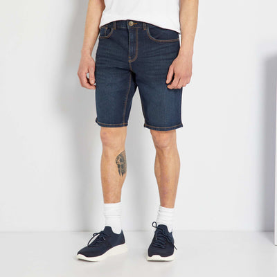 Bermuda en jean stretch bleu indigo