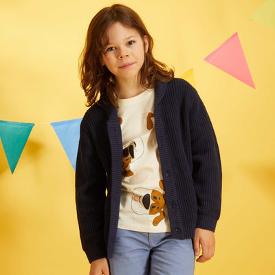 Gilet en maille c tel e Bleu marine