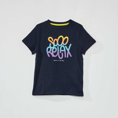 Tee-shirt imprim Bleu