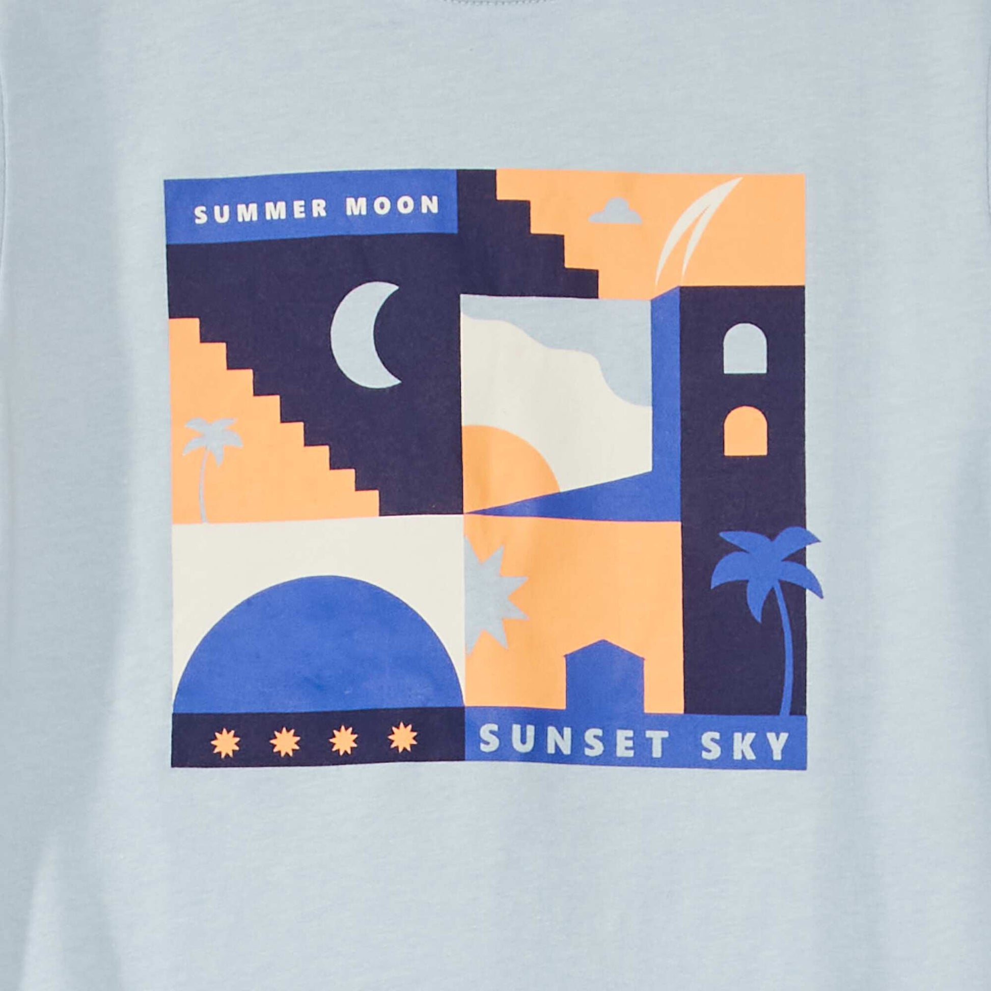 Tee-shirt imprim Bleu