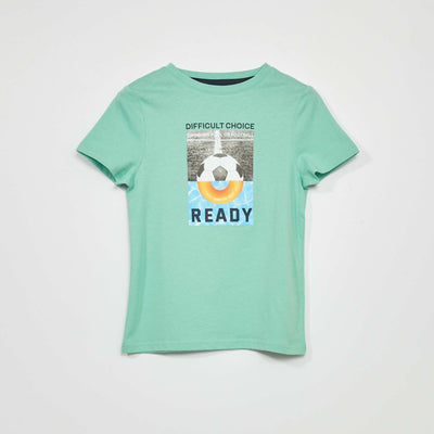 T-shirt en jersey avec imprim en relief Vert