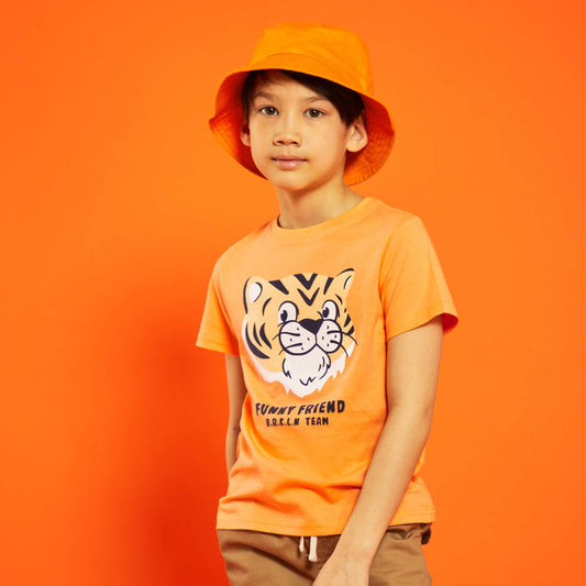 T-shirt en jersey avec imprim en relief Orange