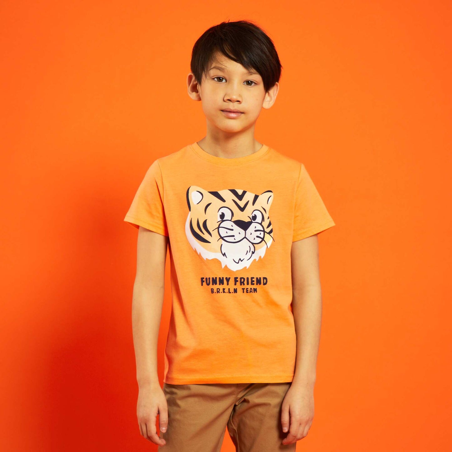T-shirt en jersey avec imprim en relief Orange