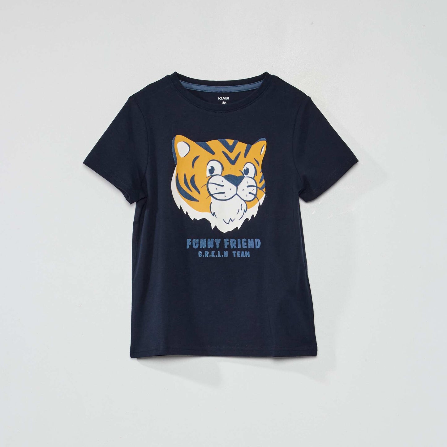 T-shirt en jersey avec imprim  en relief Bleu marine 'tigre'