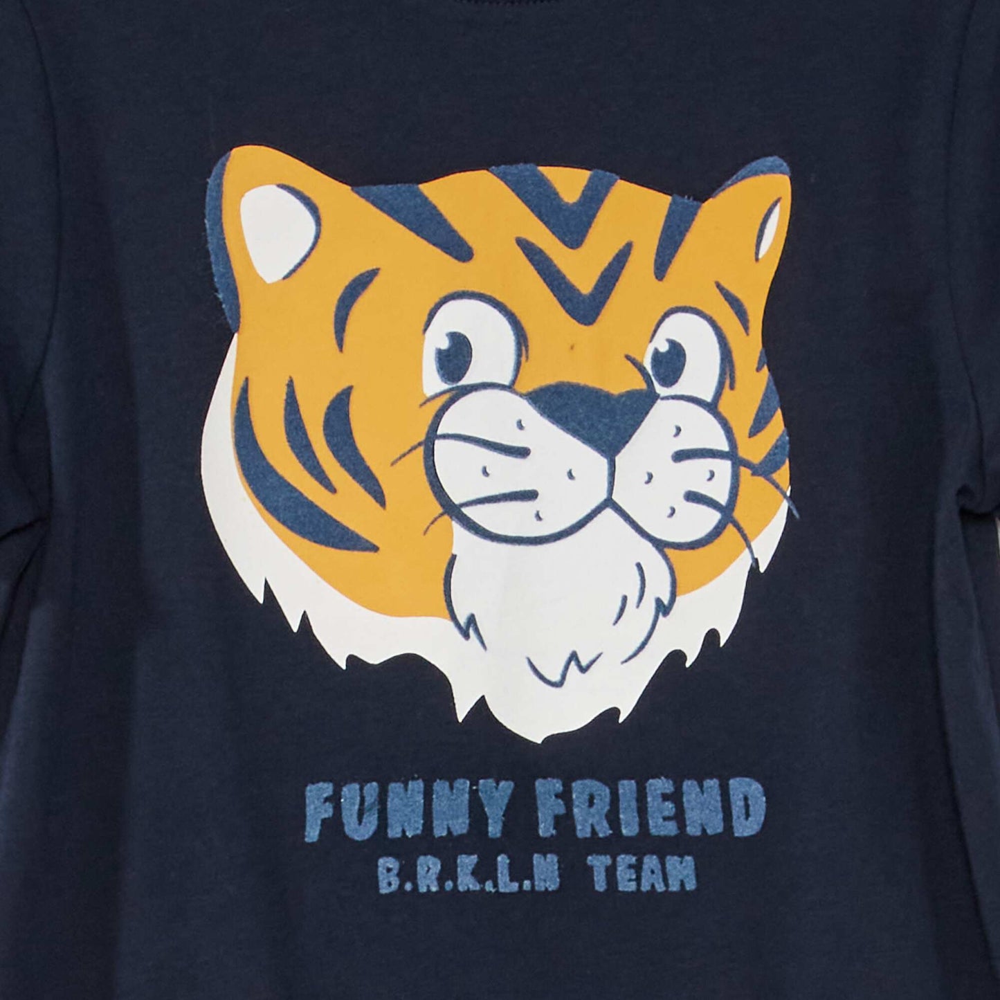 T-shirt en jersey avec imprim  en relief Bleu marine 'tigre'