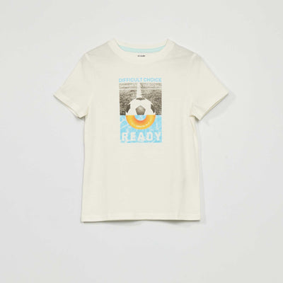 T-shirt en jersey avec imprim en relief Blanc 'foot'