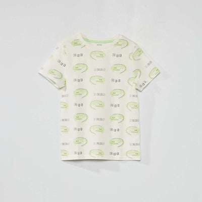 Tee-shirt motif pur coton Blanc 'croco'