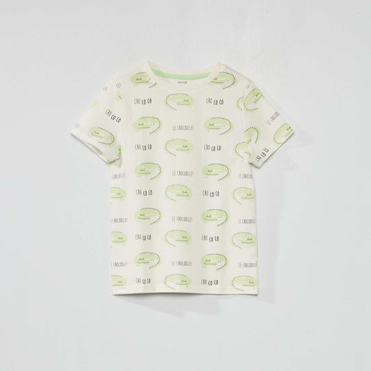 Tee-shirt motif pur coton Blanc 'croco'