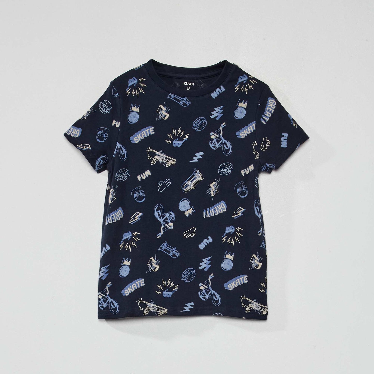 Tee-shirt motif pur coton Bleu marine 'skate'