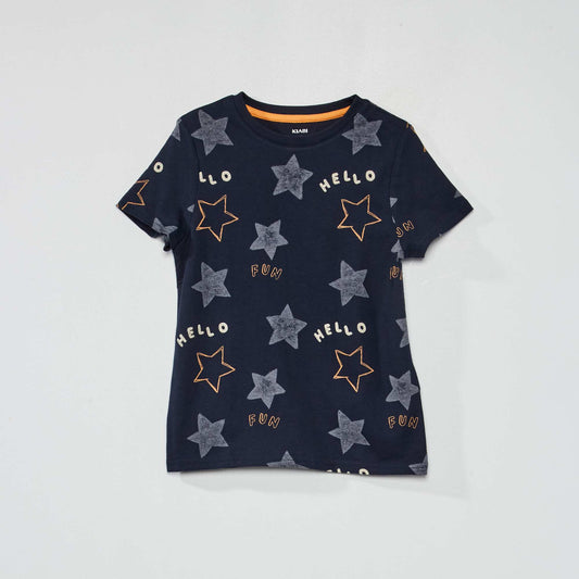 Tee-shirt motif pur coton BLEU