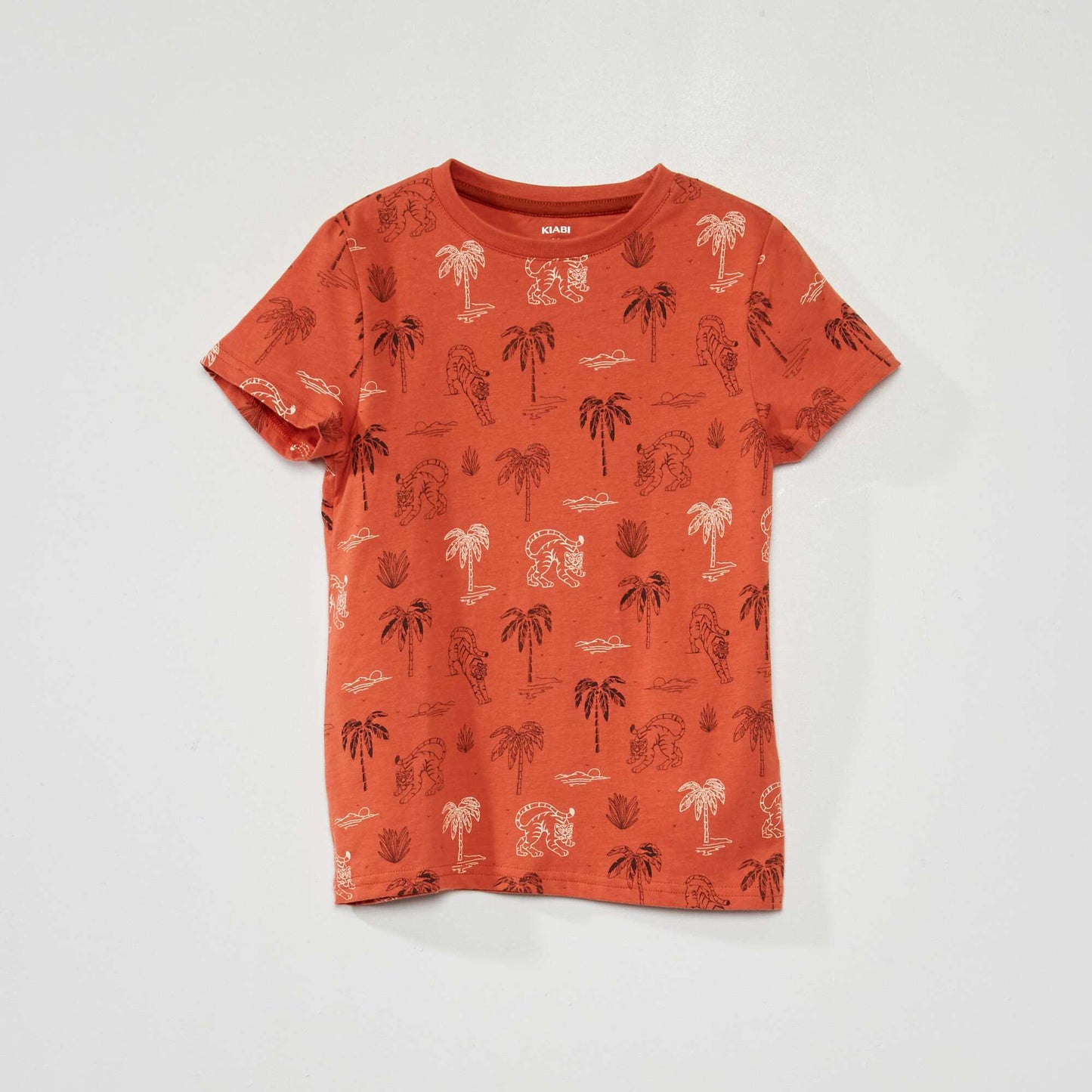 Tee-shirt motif pur coton Marron 'tigre'