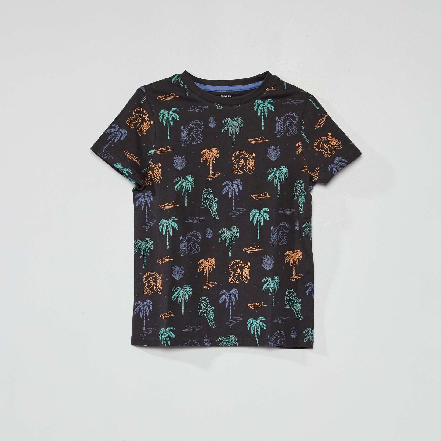 Tee-shirt motif pur coton Gris 'tigre'
