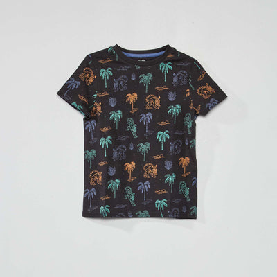 Tee-shirt motif pur coton Gris 'tigre'