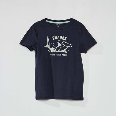 T-shirt en jersey avec imprim Bleu marine 'sharks'
