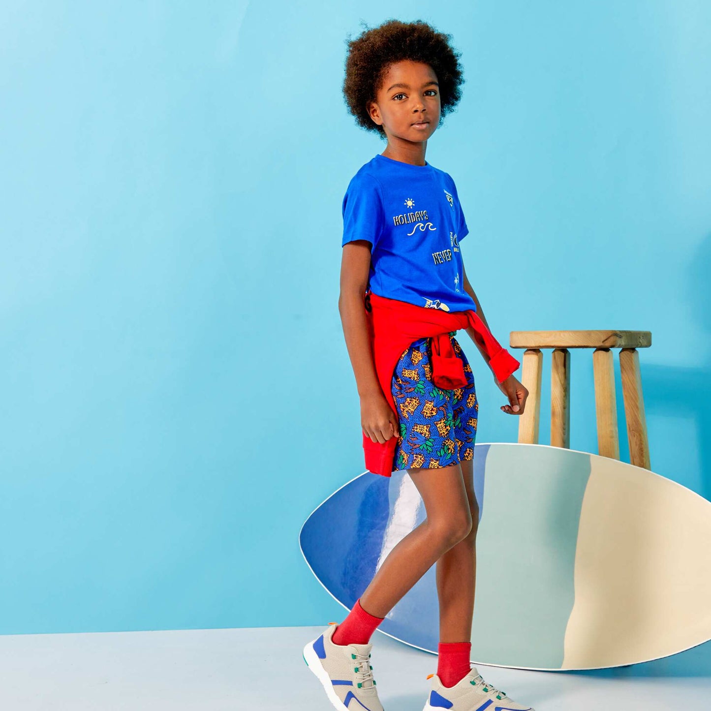 T-shirt en jersey avec imprim Bleu 'summer'