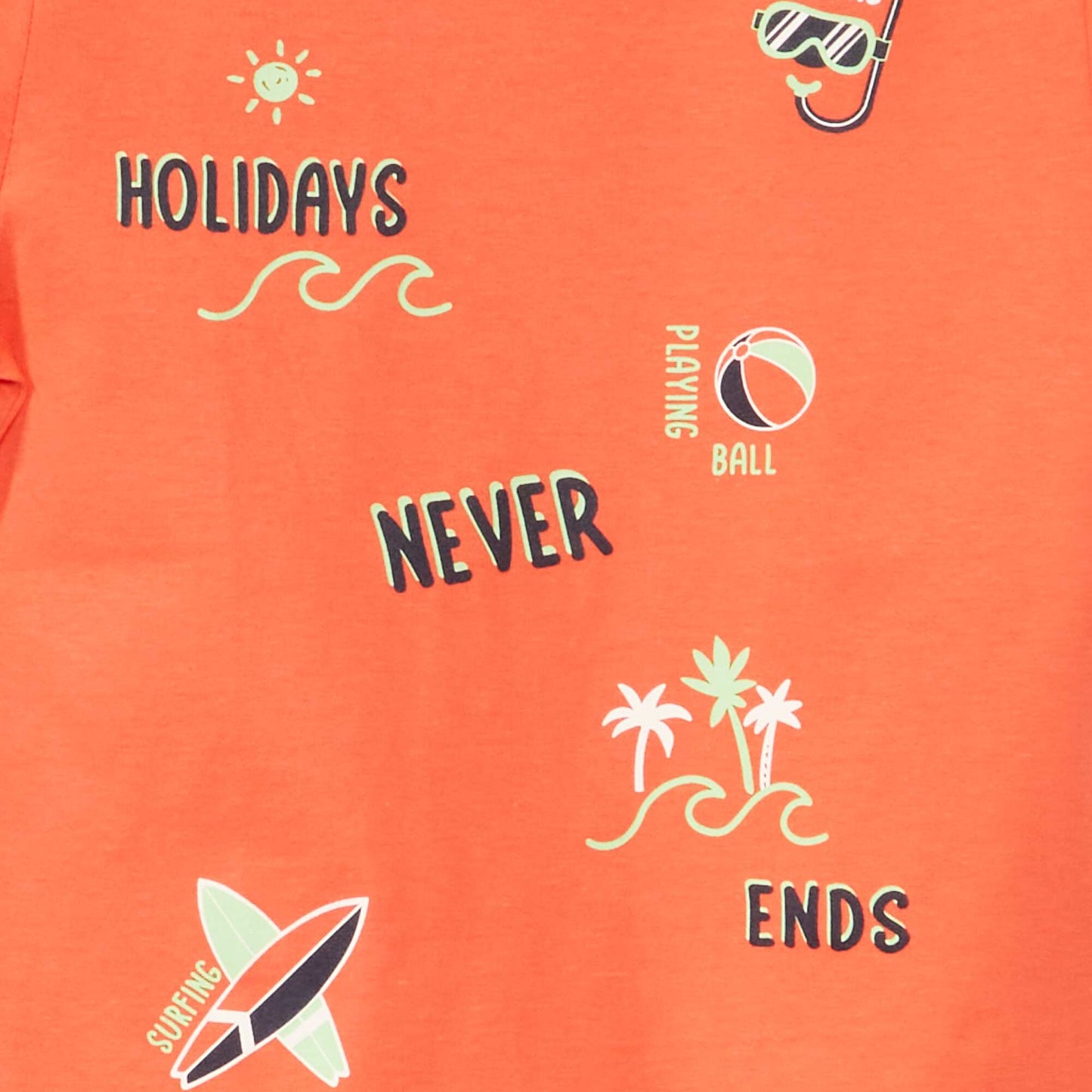 T-shirt en jersey avec imprim Rouge corail 'holidays'