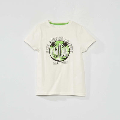 T-shirt en jersey avec imprim Blanc 'surf'