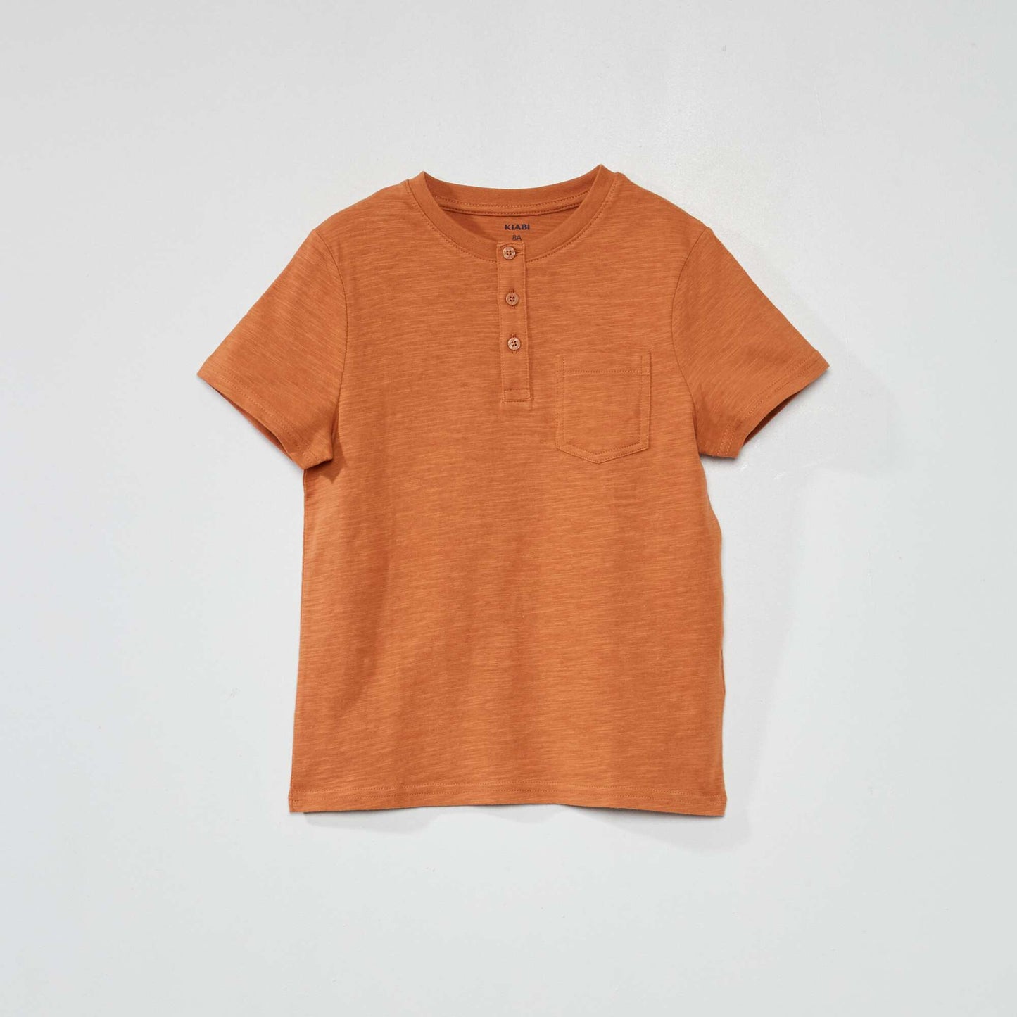 T-shirt uni col tunisien Marron