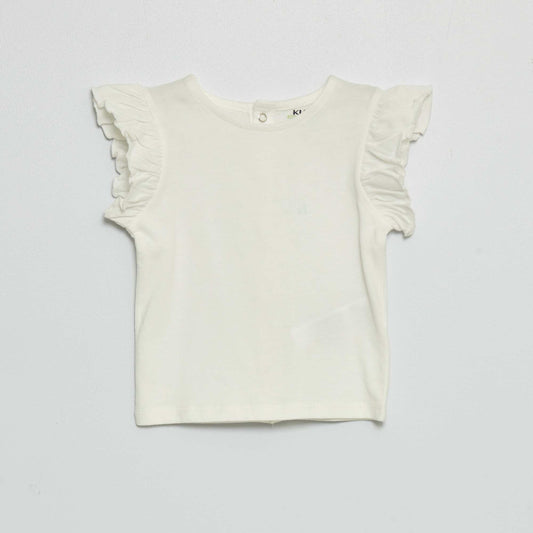 Tee-shirt manches volant es blanc