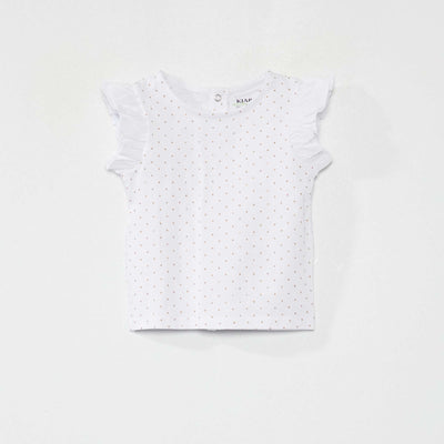 Tee-shirt manches volant es Blanc