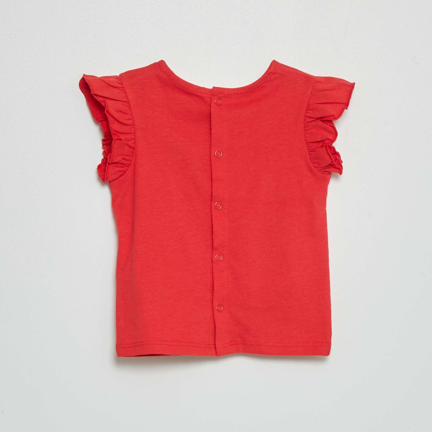 Tee-shirt manches volant es rouge cerise