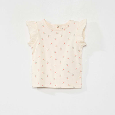 Tee-shirt manches volant es Rose