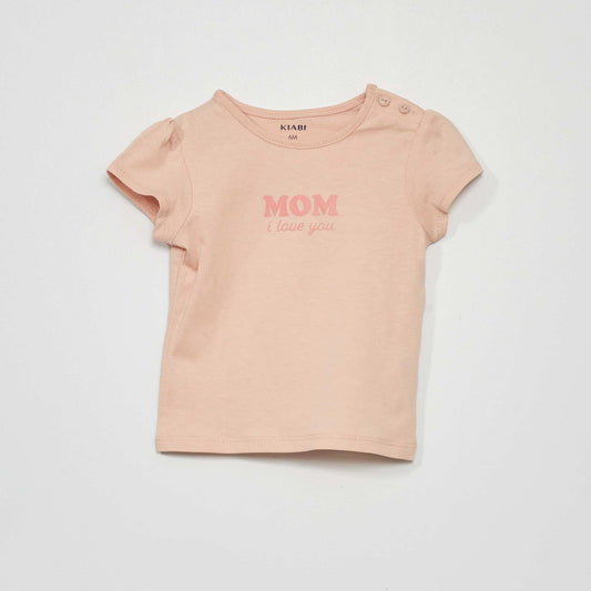 T-shirt en jersey avec imprimé Rose 'mom'
