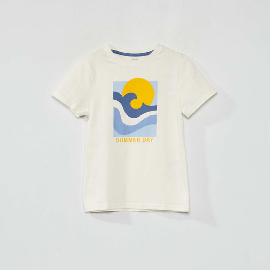 T-shirt 'summer day' en jersey Ecru
