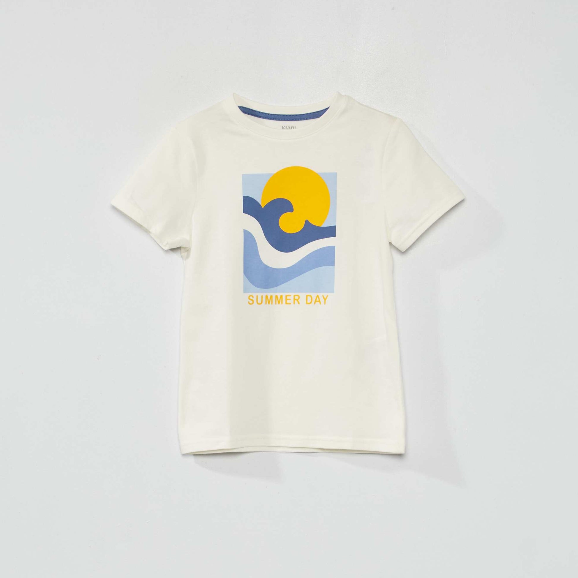 T-shirt 'summer day' en jersey Ecru