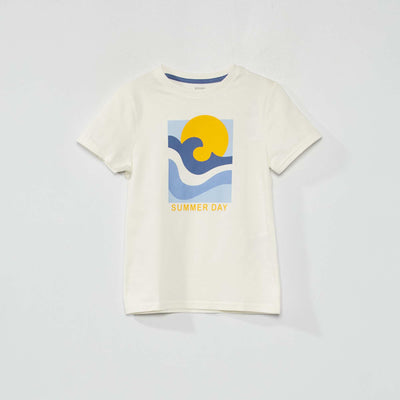 T-shirt 'summer day' en jersey Ecru