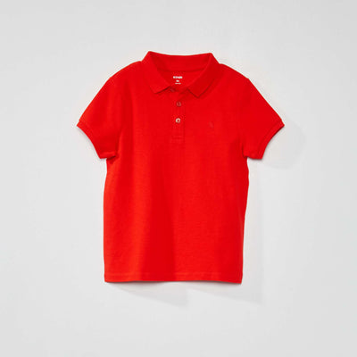 Polo en piqu de coton uni Rouge