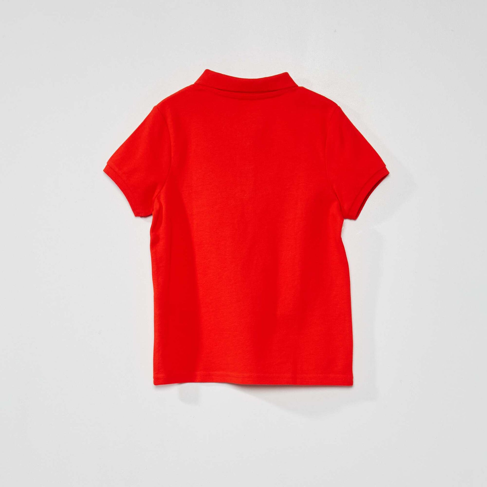 Polo en piqu de coton uni Rouge