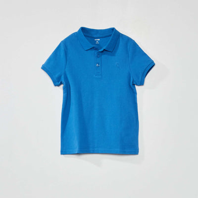 Polo en piqu de coton uni Bleu
