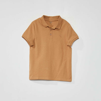 Polo en piqu de coton uni Beige