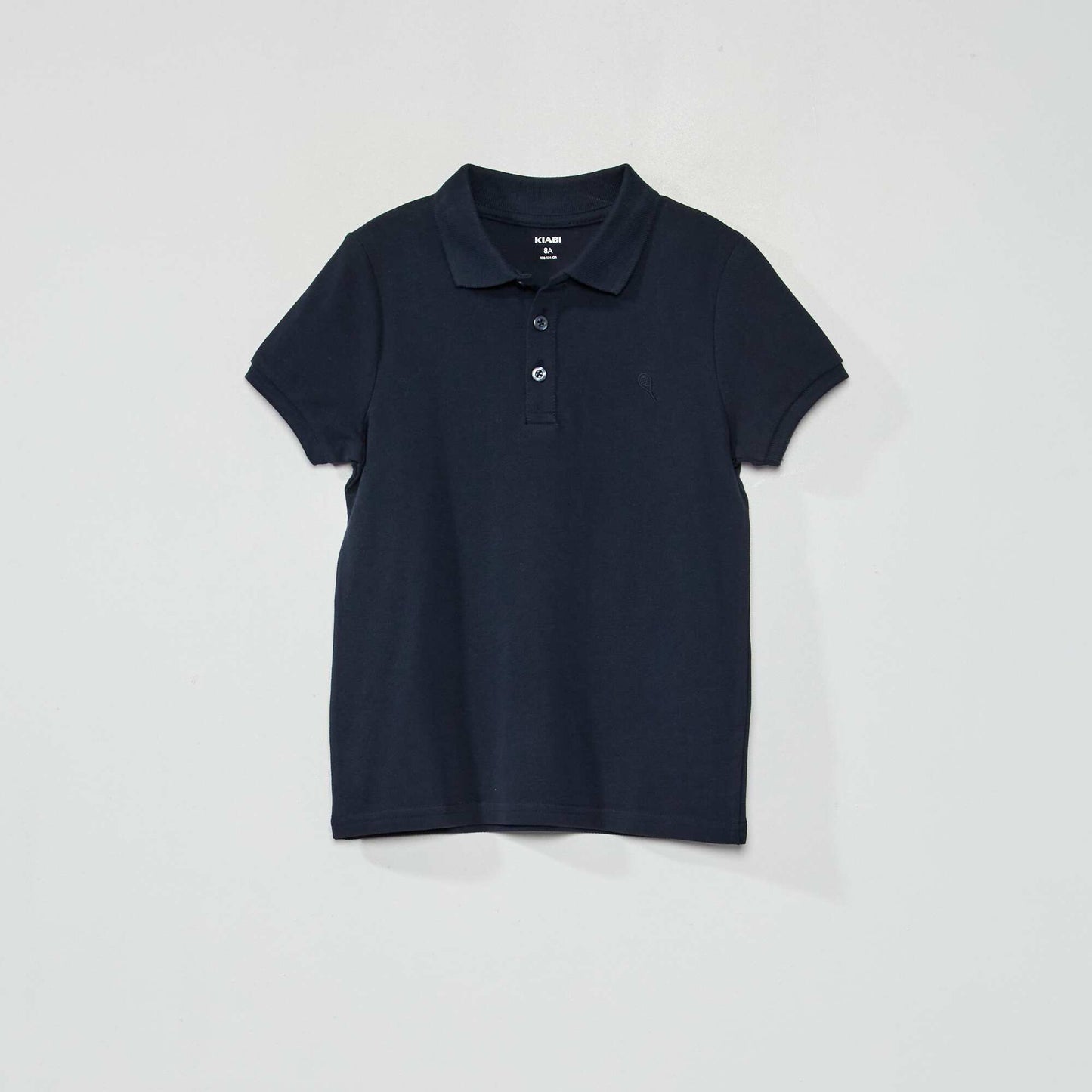 Polo en piqu de coton uni bleu marine