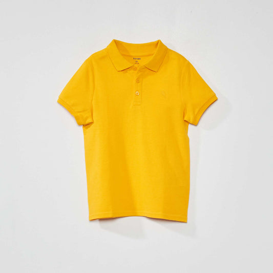 Polo en piqu  de coton uni Jaune