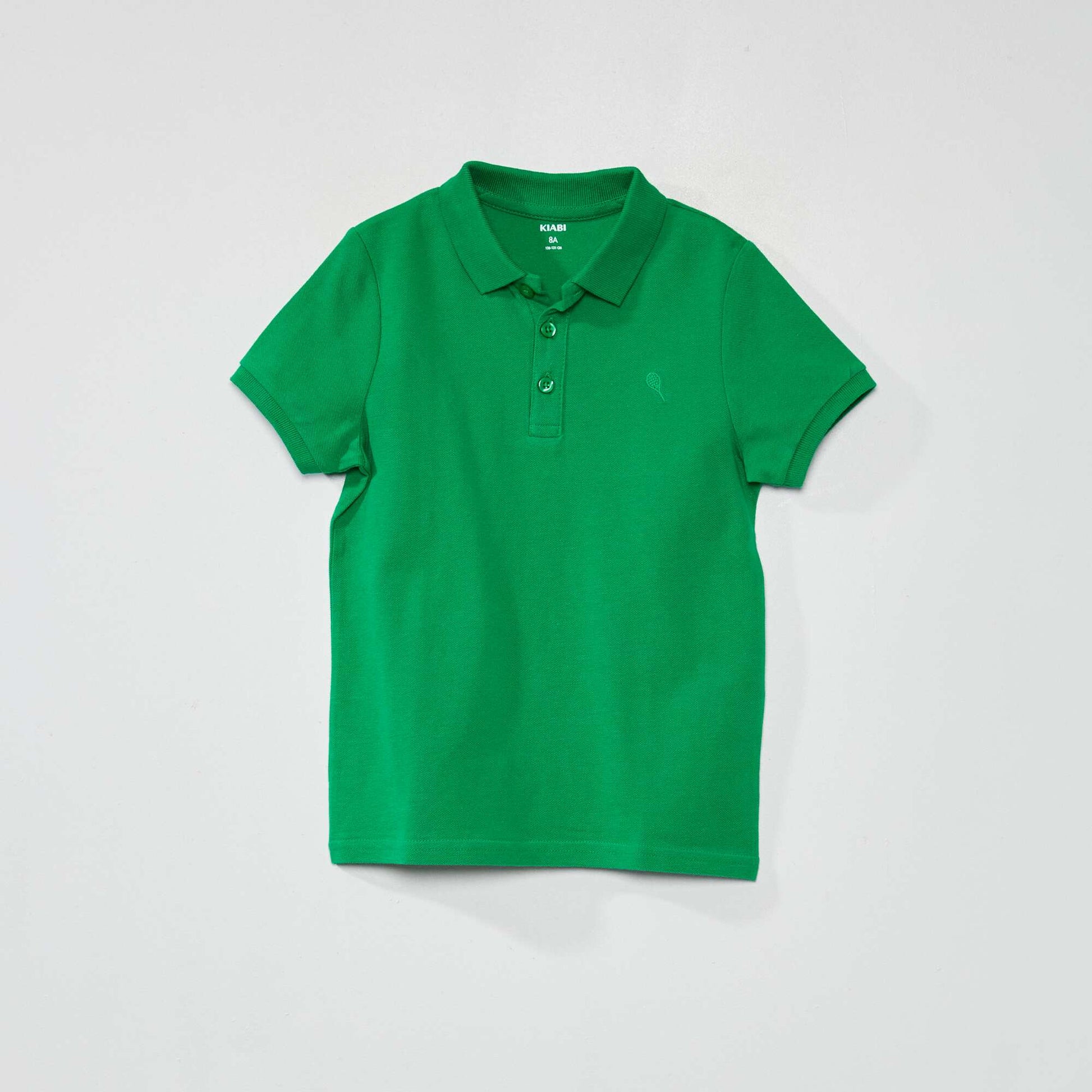 Polo en piqu de coton uni Vert