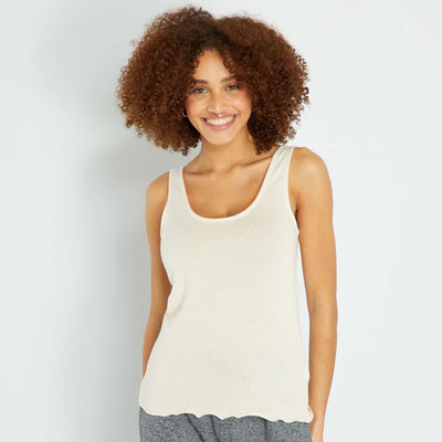 Haut de pyjama en maille doudou Blanc