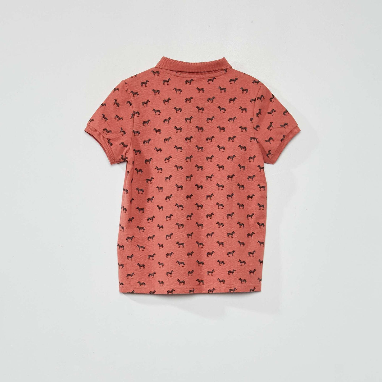 Polo en piqu de coton avec imprim Rouge clair