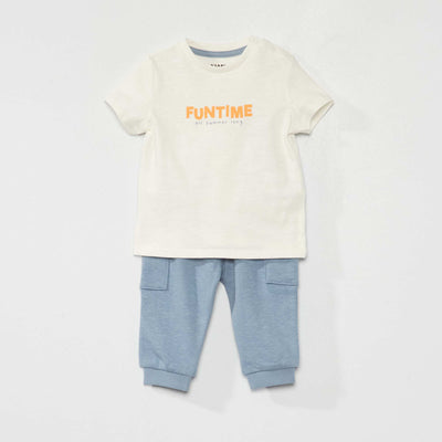 Ensemble t-shirt + pantalon Blanc/bleu