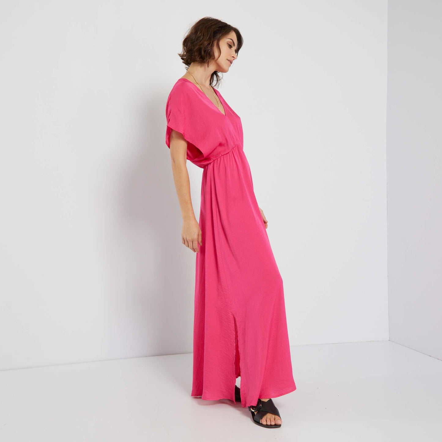 Robe longue satin e Rose