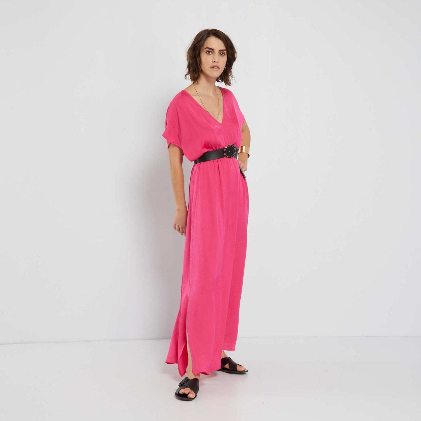 Robe longue satin e Rose