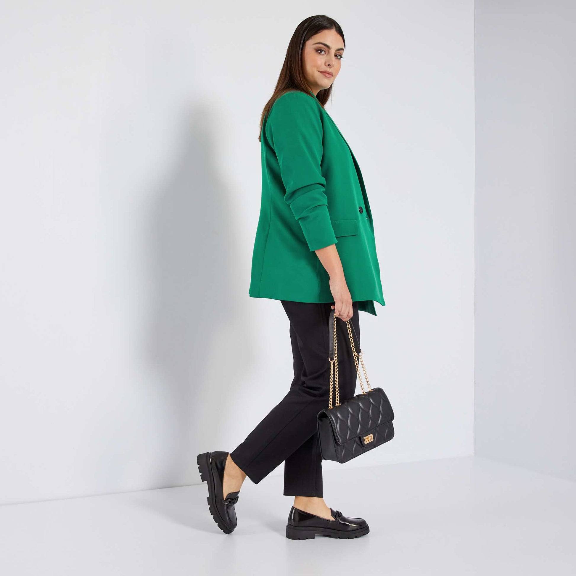 Pantalon droit avec cordon la taille noir
