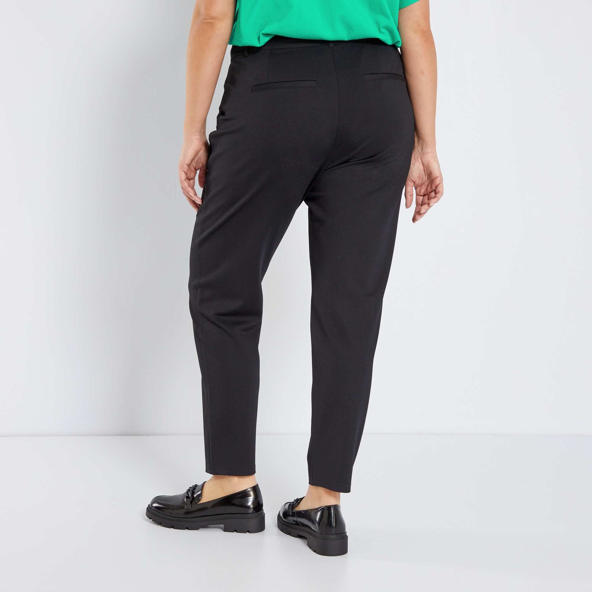 Pantalon droit avec cordon la taille noir