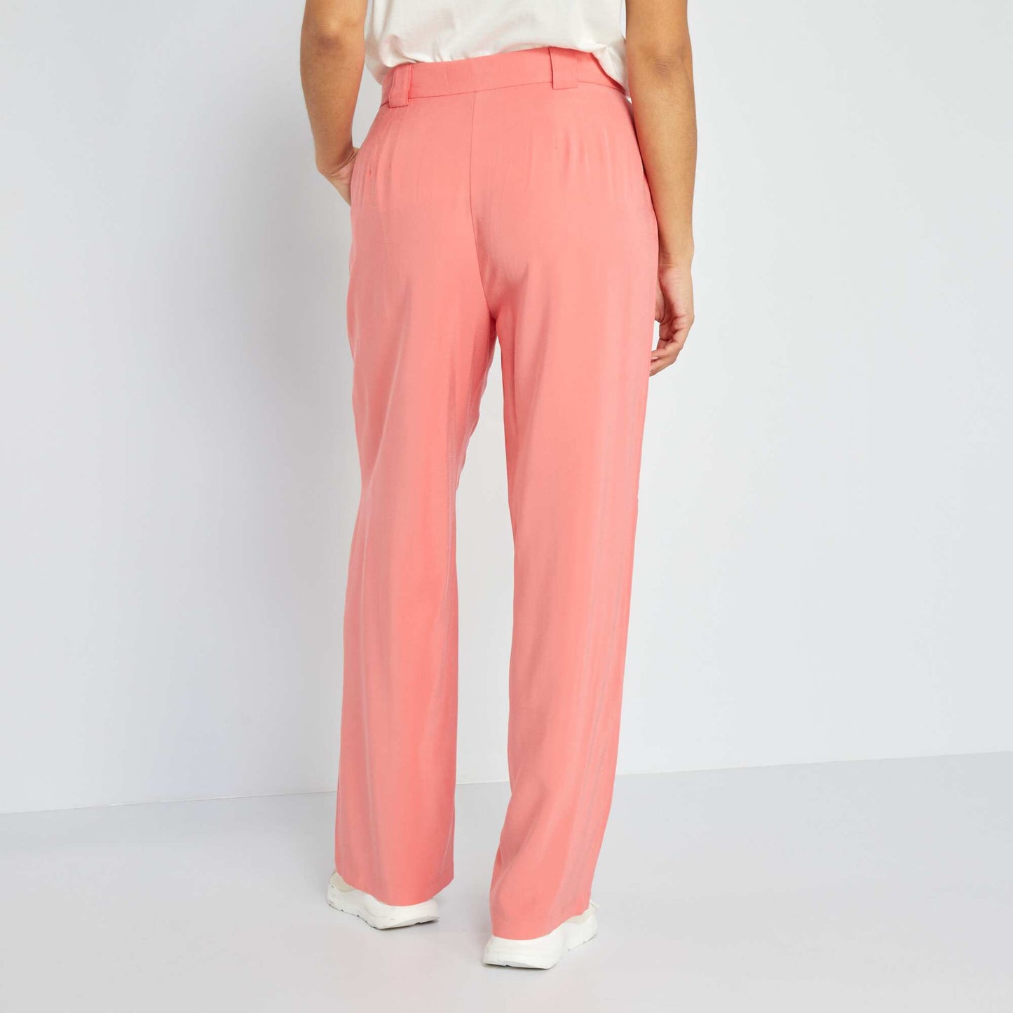 Pantalon large en twill rose