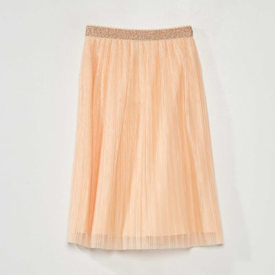 Jupe midi en tulle Orange p che