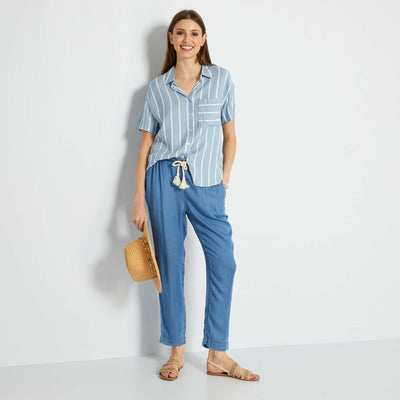 Chemisier 'ray ' fluide - 1 poche Bleu