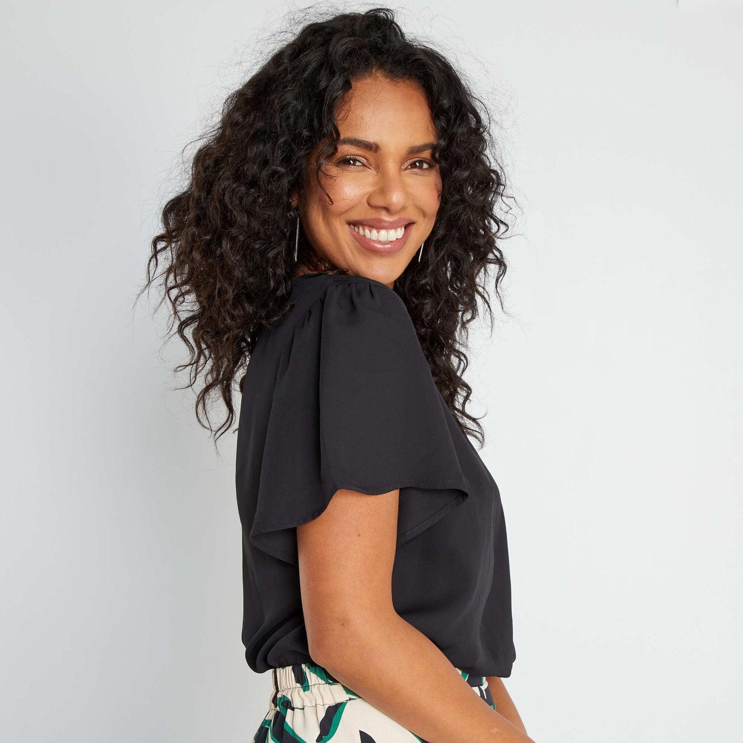 Blouse fluide et l g re col V noir