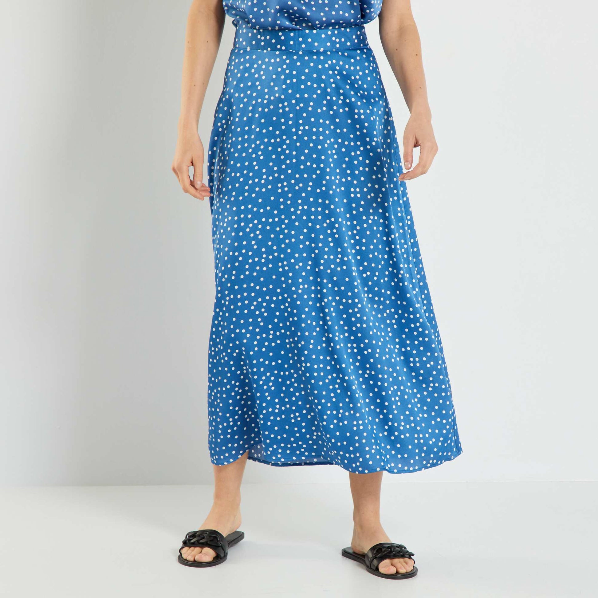 Jupe longue en satin Bleu - Main Image